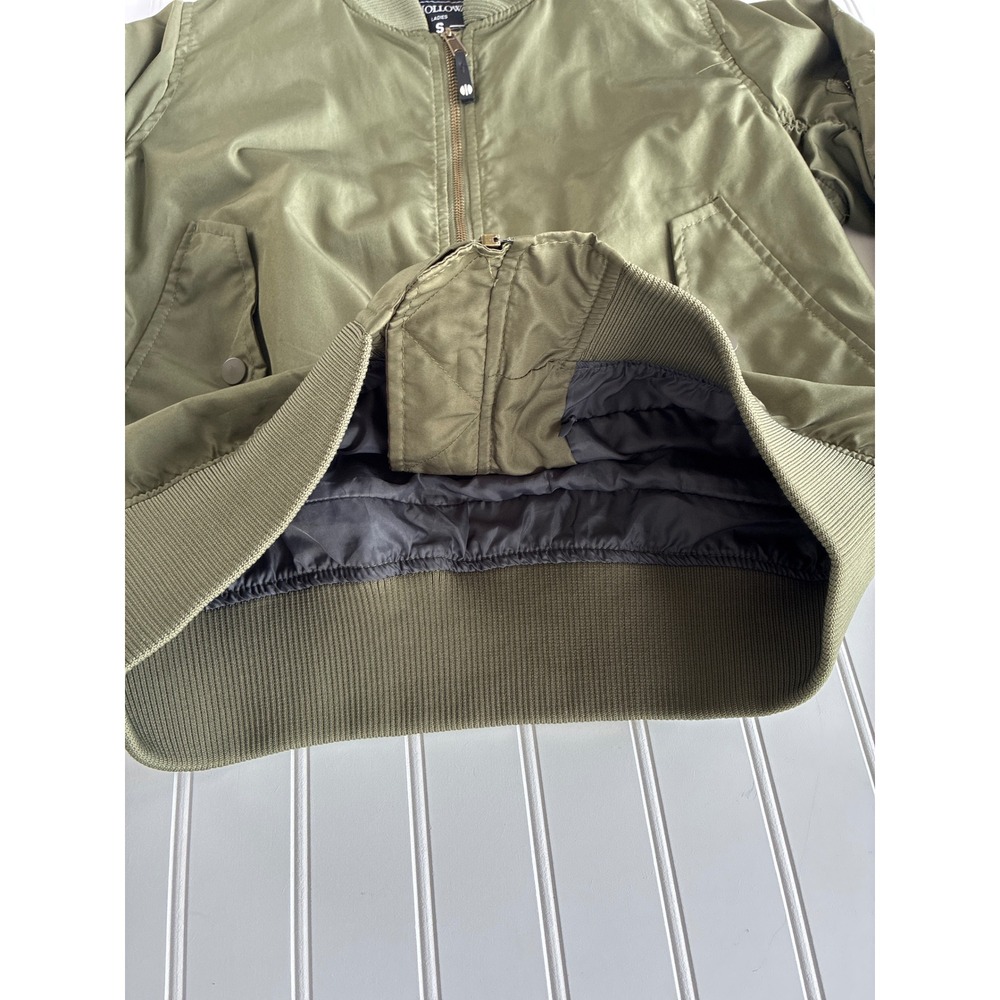 Holloway Womens Olive Green Bomber Jacket Coat Knit Hem Arm Pouch 229732 Small - Picture 8 of 16